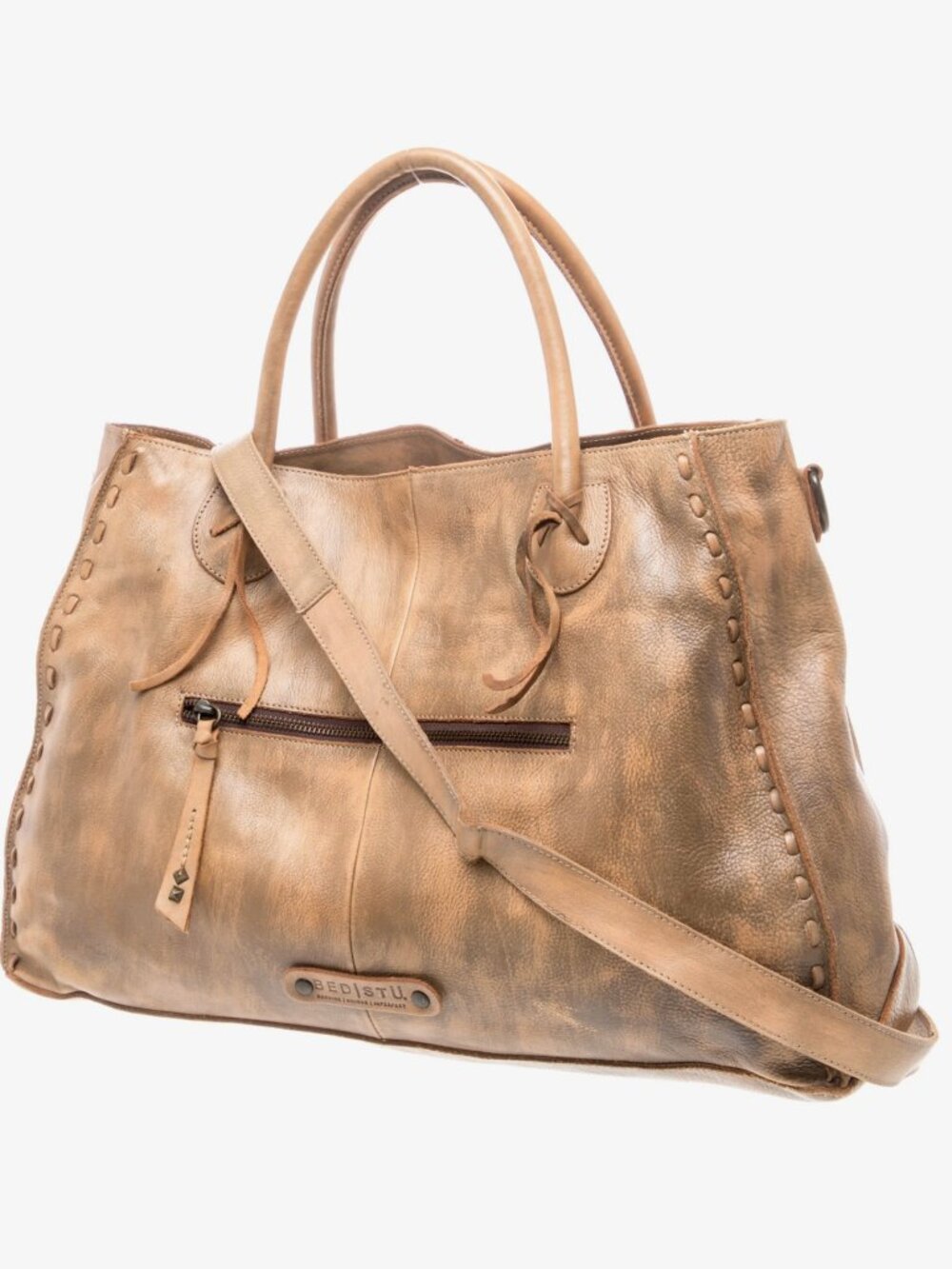 BED|STÜ Rockaway Distressed Leather Satchel Tote Crossbody Bag
